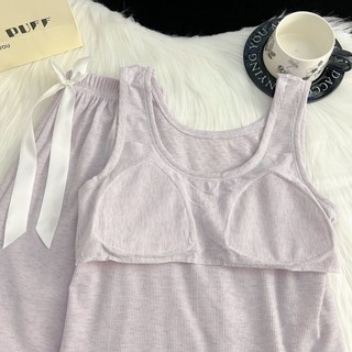 Bộ đồ ngủ màu trơn đơn giản dành cho nữ quần short vest thông thường tại nhà