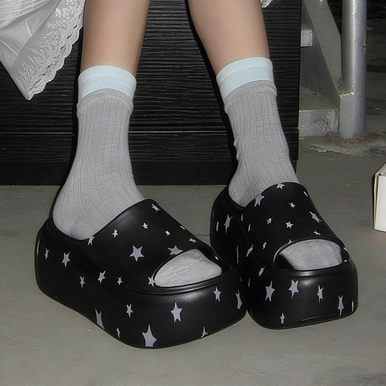 XIXITIAO Dép Nữ 8cm Đế Dày Cao Cấp Ngôi Sao Đi Biển Giải Trí Mùa Hè