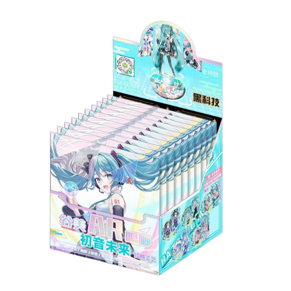 Hatsune Miku 75mm Hộp Mù Pin Huy Hiệu Bộ Thẻ Holo Anime Hàng Hóa Trang Trí Sưu Tập