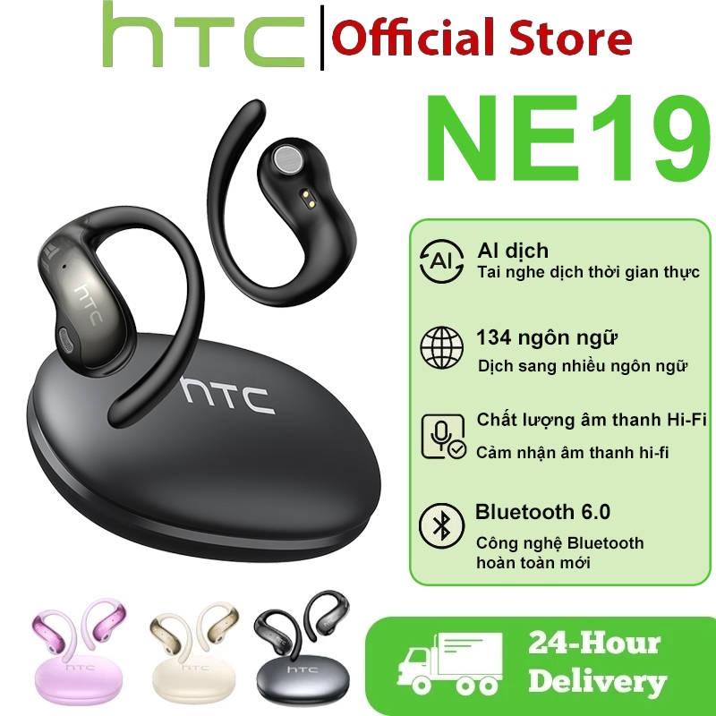 Tai nghe Bluetooth HTC NE19 AI 6.0 Hifi Stereo chống nước, giảm tiếng ồn, không dây