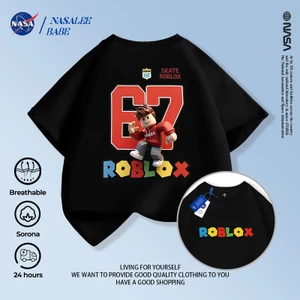 Áo thun in hình NASA dành cho bé trai bé gái, chất liệu cotton thoáng mát, tay ngắn, hàng trẻ em.