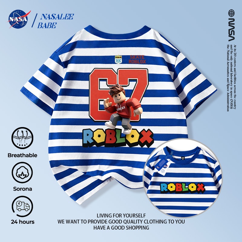 Áo thun in hình NASA dành cho bé trai bé gái, chất liệu cotton thoáng mát, tay ngắn, hàng trẻ em.