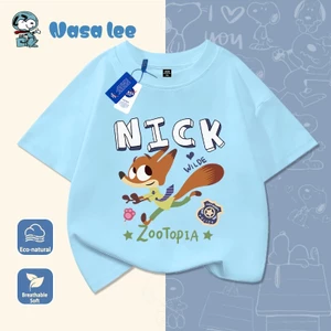 Áo thun trẻ em NASA phiên bản Zootopia, thiết kế thời trang mùa hè, cổ tròn tay ngắn 100% cotton, mềm mại thoáng mát, kiểu dáng thoải mái dễ phối đồ, phù hợp cho cả bé trai và bé gái