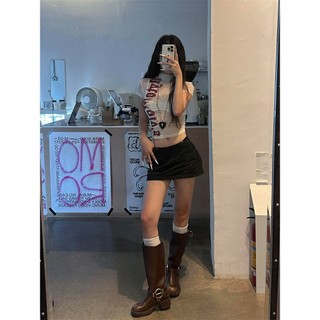 Áo thun ngắn tay form slim in chữ rỗng xuyên thấu cho nữ mùa hè