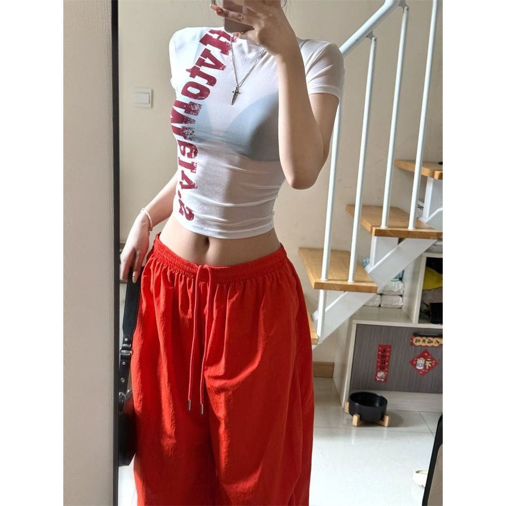 [BANKO] Áo sơ mi nữ summer mới, form slim-fit, cổ tròn, tay ngắn, in chữ trắng