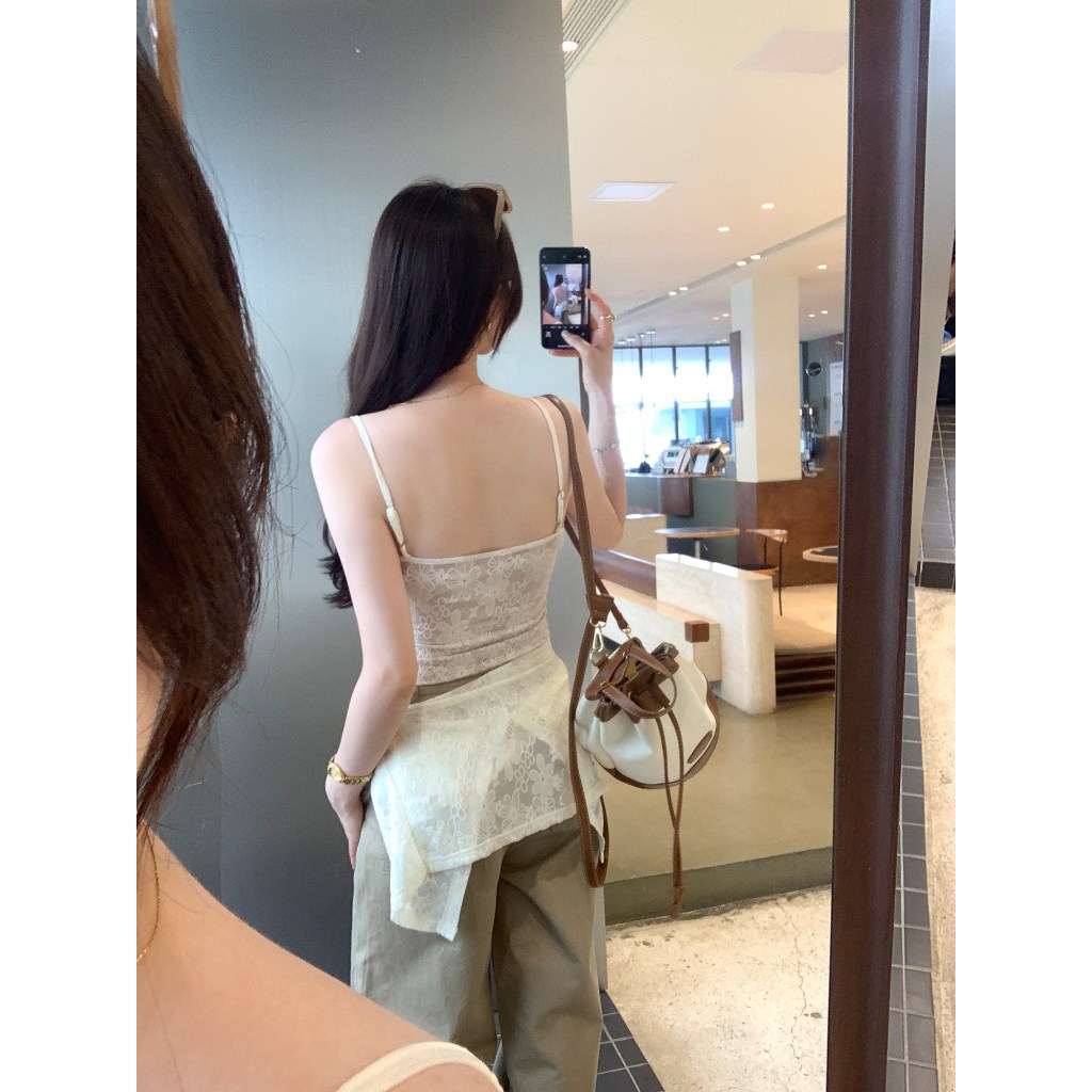 【BANKO】Bộ Đồ Nữ Phong Cách Pháp Mùa Xuân Áo Yếm Ren Mơ Mộng & Jacket Dài Tay Mỏng