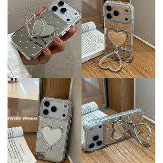 Kim Cương Sang Trọng Trái Tim Tình Yêu Gương Trang Điểm Ốp Lưng Điện Thoại Xoay 360 Độ Giá Đỡ Ngang Và Dọc Đứng Phù Hợp Với iPhone Huawei Android Đa Năng Di Động Cover