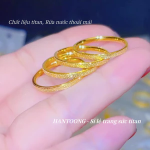 Nhẫn titan không gỉ kiểu tròn đơn giản ánh kim lấp lánh phong cách thời trang thanh lịch cho nữ