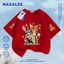 Thương hiệu nổi tiếng của NASA Áo thun ngắn tay màu xanh đậm Cotton nguyên chất thoáng khí thoải mái Quần áo bé trai bé gái họa tiết thỏ cáo nửa