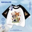 Thương hiệu nổi tiếng của NASA Áo thun ngắn tay màu xanh đậm Cotton nguyên chất thoáng khí thoải mái Quần áo bé trai bé gái họa tiết thỏ cáo nửa