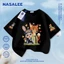 Thương hiệu nổi tiếng của NASA Áo thun ngắn tay màu xanh đậm Cotton nguyên chất thoáng khí thoải mái Quần áo bé trai bé gái họa tiết thỏ cáo nửa