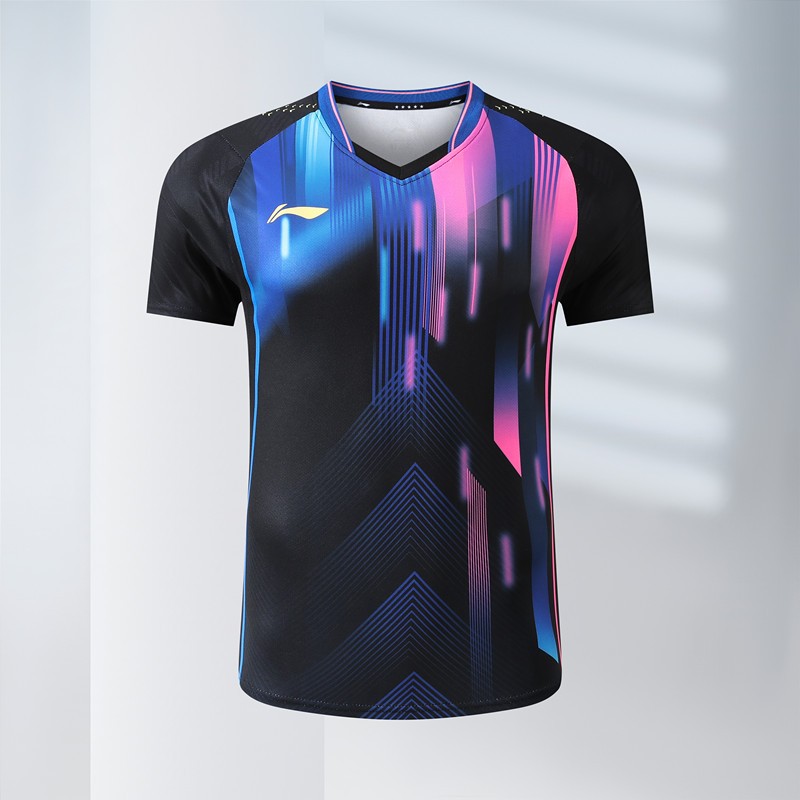 Tay ngắn cầu lông Li Ning, áo thi đấu bóng bàn, đồng phục bóng chuyền khô nhanh nam và nữ