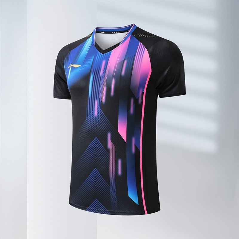 Tay ngắn cầu lông Li Ning, áo thi đấu bóng bàn, đồng phục bóng chuyền khô nhanh nam và nữ