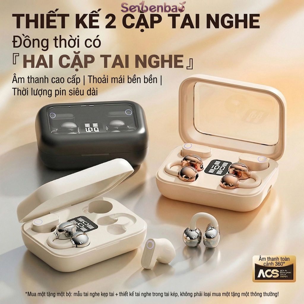 Tai nghe không dây Senbenbao B47 Tai nghe Bluetooth 4 trong 1 HiFi, LED, IPX5, ENC Tai nghe, Mạ điện, BT6.0, Kẹp