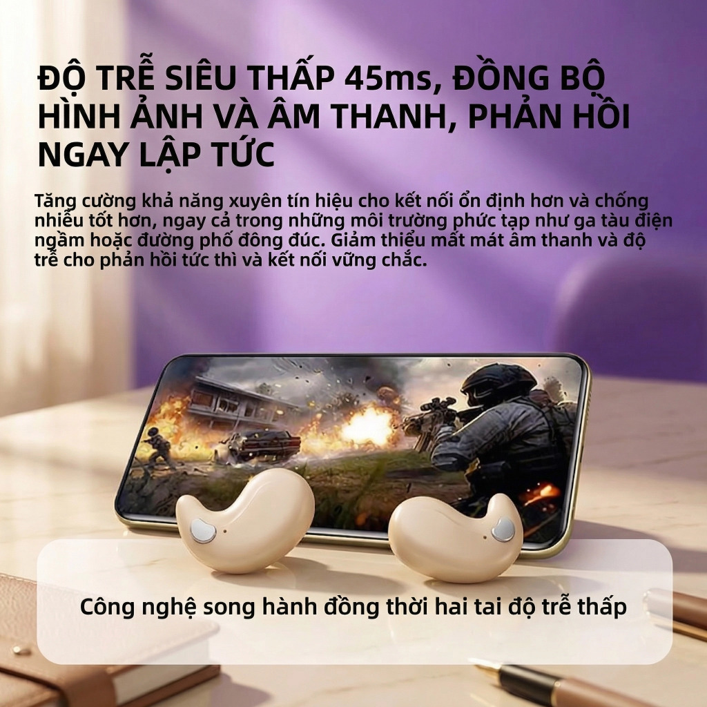 Senbenbao B48 tai nghe Bluetooth TWS 4in1 khử tiếng ồn ENC, pin lâu, chống nước, tai nghe ngủ
