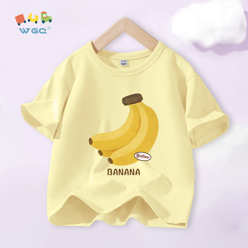 W.G.Q Áo thun bé gái，vải 100% Cotton in hình trái cây，mềm mại thoải mái thoáng khí thấm mồ hôi，phong cách bán chạy mùa hè