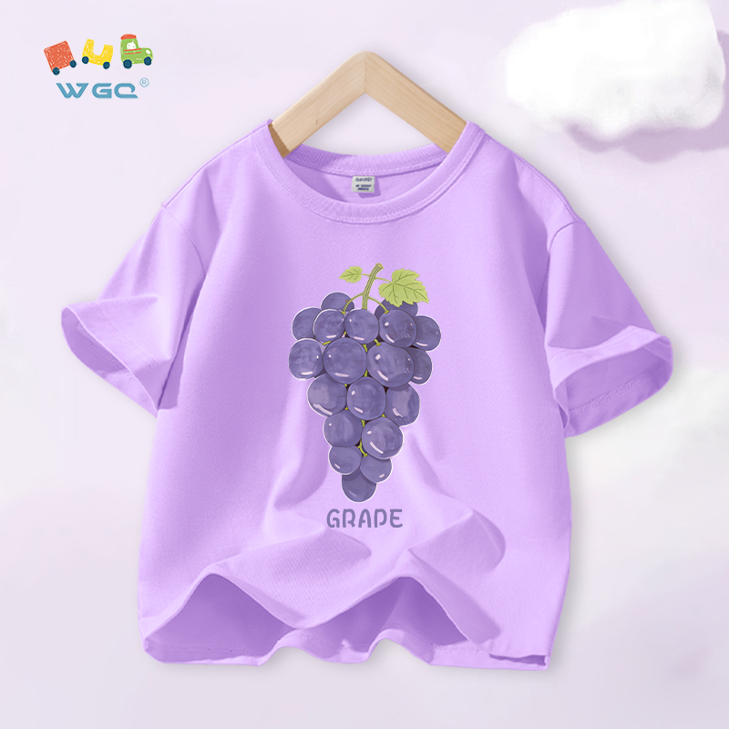 W.G.Q Áo thun bé gái，vải 100% Cotton in hình trái cây，mềm mại thoải mái thoáng khí thấm mồ hôi，phong cách bán chạy mùa hè