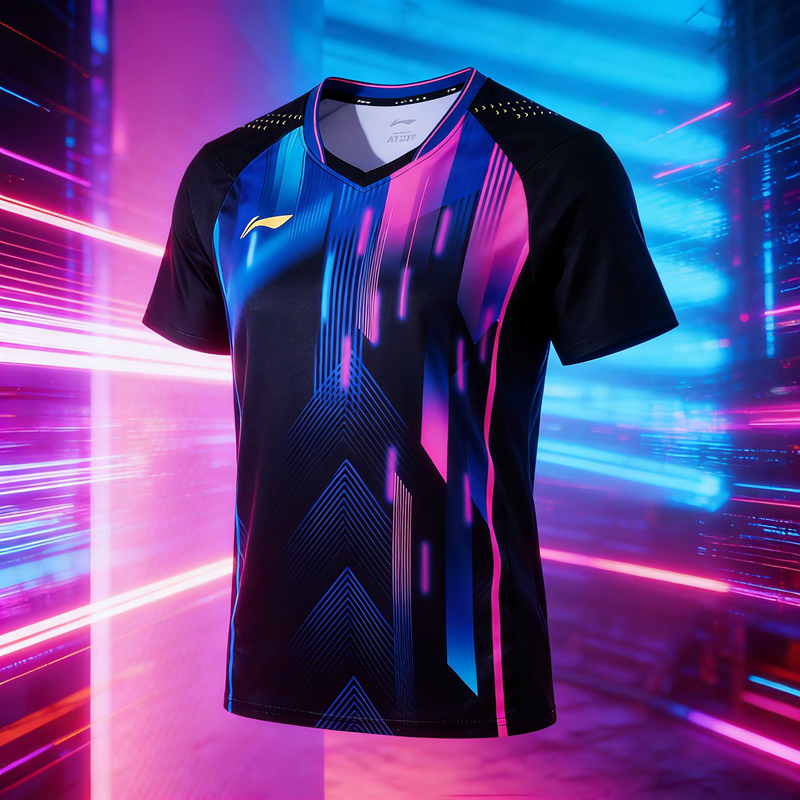 Tay ngắn cầu lông Li Ning, áo thi đấu bóng bàn, đồng phục bóng chuyền khô nhanh nam và nữ