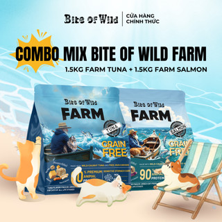 COMBO 1,2,3 Gói Hạt Mèo Bite Of Wild Farm Cá Hồi, Cá Ngừ, 90% Cá Na Uy, Gà Nuôi Thả, 6 Loại Chất Xơ