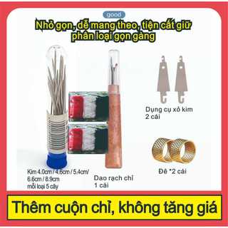 Bộ dụng cụ may vá thép 37/39/41 món, kim lỗ lớn, kéo, thimble, chỉ đa năng, dụng cụ sửa chữa quần áo DIY
