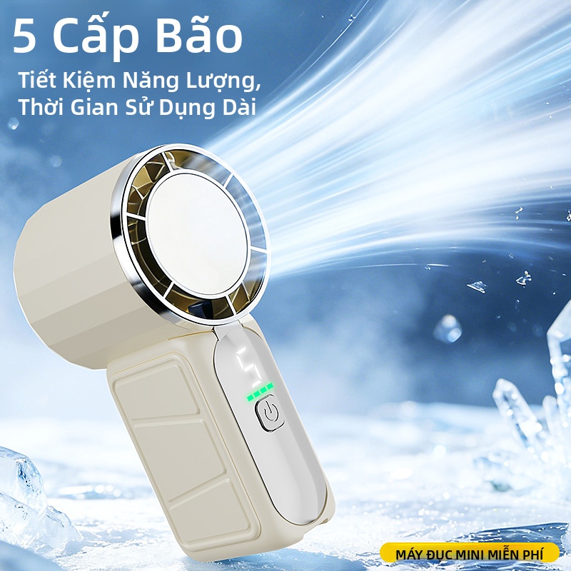 Quạt cầm tay mini SEAMETAL 5 tốc độ điều chỉnh tốc độ quạt màn hình LED, siêu êm sạc USB, bỏ túi