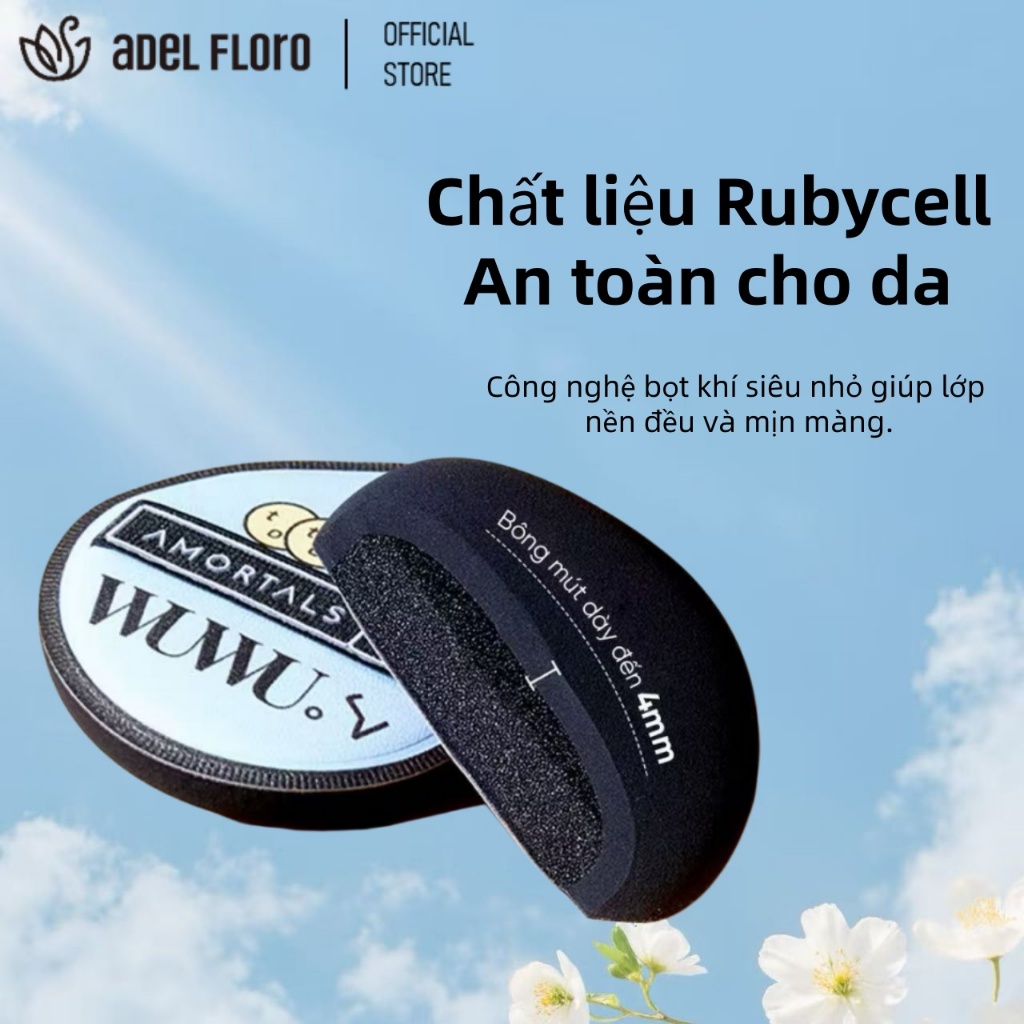【Adel Floro】Mút Trang Điểm AirPuff |Bông mút mềm mịn, Tán nền mượt, Dụng cụ đánh nền, Dùng nhiều lần