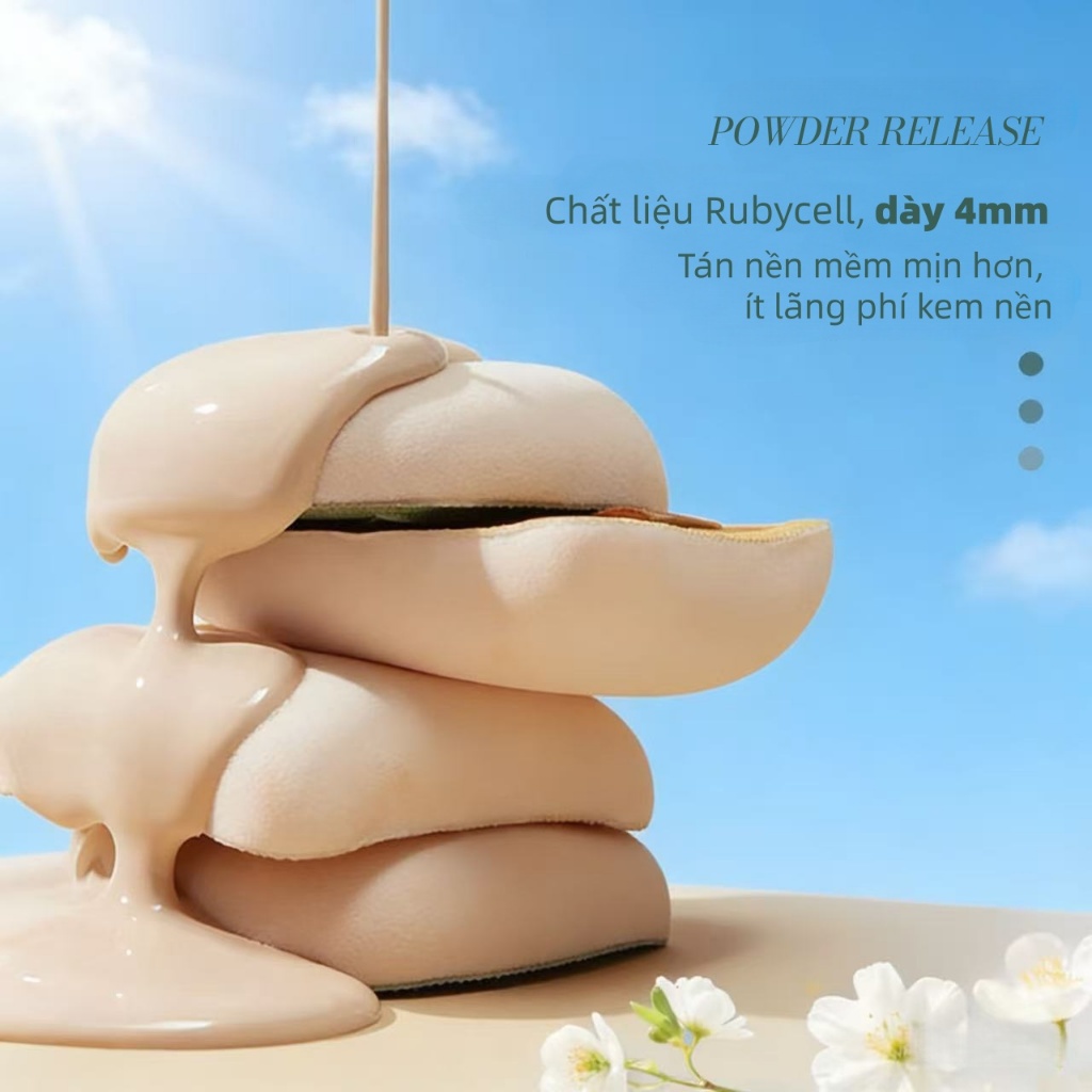 【Adel Floro】Mút Trang Điểm AirPuff |Bông mút mềm mịn, Tán nền mượt, Dụng cụ đánh nền, Dùng nhiều lần
