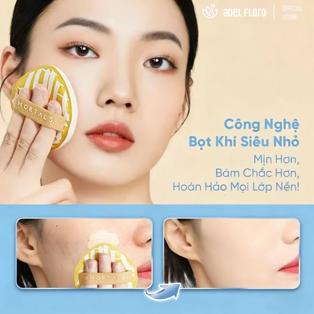 【Adel Floro】Mút Trang Điểm AirPuff |Bông mút mềm mịn, Tán nền mượt, Dụng cụ đánh nền, Dùng nhiều lần