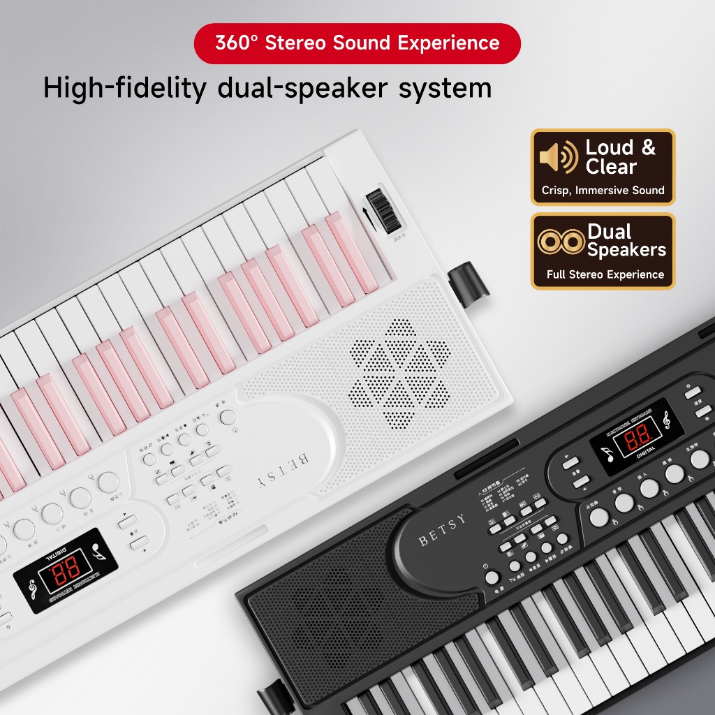 [Full set of accessories] 61 key electronic piano BETSY B39, pulley type electronic piano, dedicated for children's practice, International Children's Day preferred gift, equipped with microphone, Becky music score