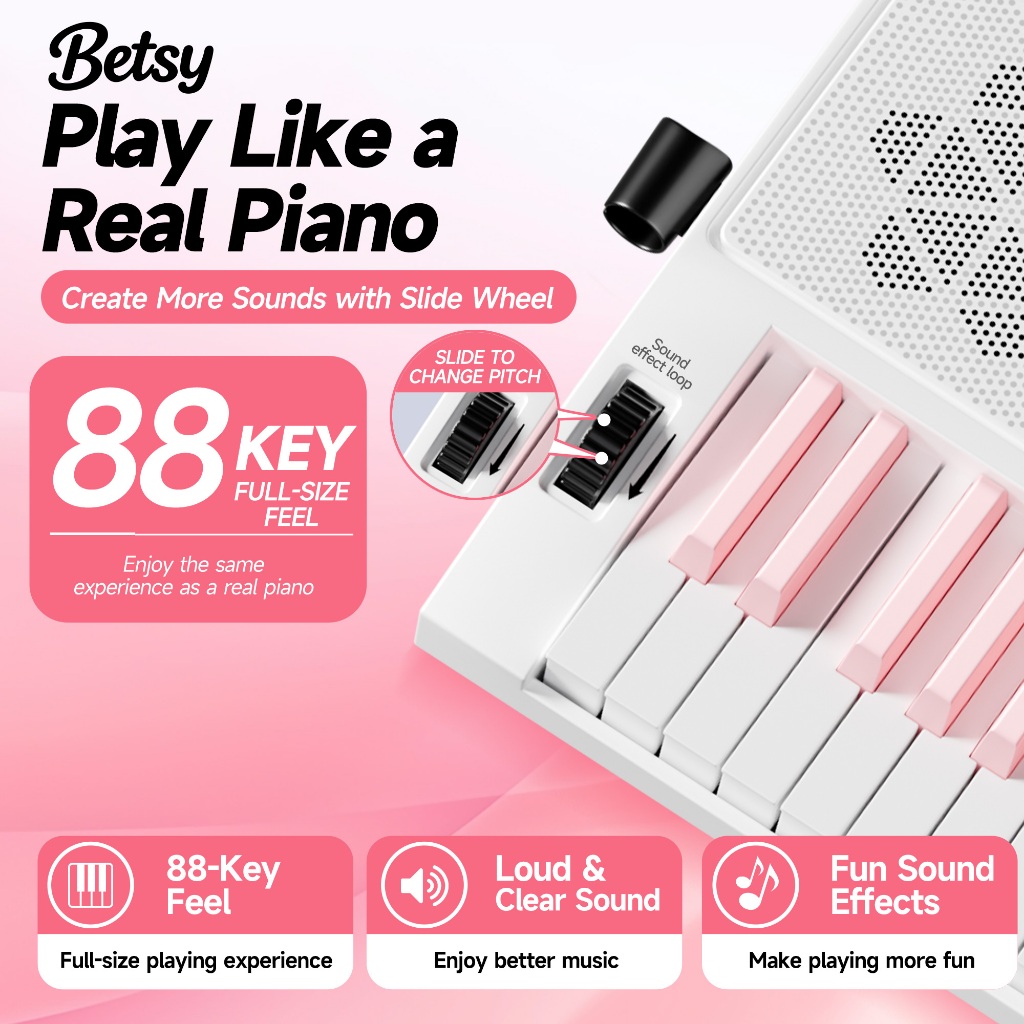 [Full set of accessories] 61 key electronic piano BETSY B39, pulley type electronic piano, dedicated for children's practice, International Children's Day preferred gift, equipped with microphone, Becky music score