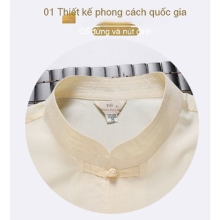 Bộ đồ ngắn tay mùa hè cho nam, phù hợp người trung niên, phong cách Trung Quốc, size lớn 40-100kg W01