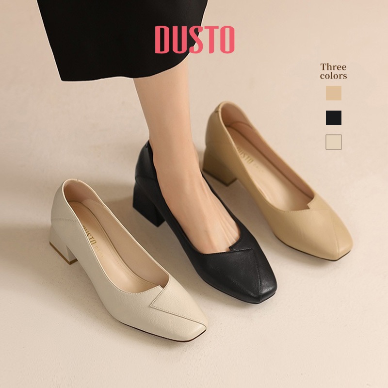 DUSTO Giày Cao Gót Mái Dày Gót Trọng Giày Nữ Công Nhân Văn Phòng Thời Trang DWA002370A/DW24C0009A