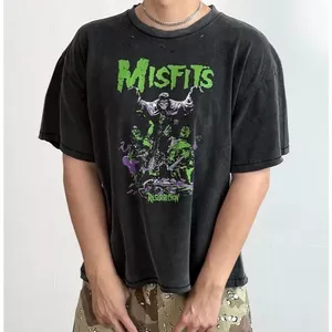 Vintage Rửa Đau Khổ Punk Áo Nam Quá Khổ Dạo Phố Rách Phá Hủy Cotton Tee