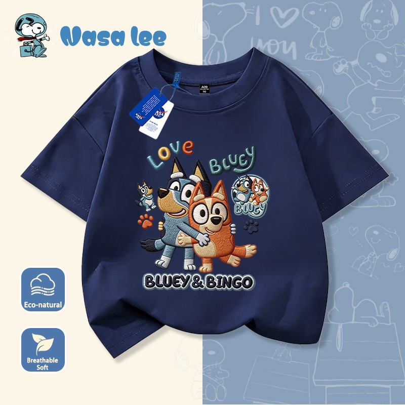 NASA Nguyên Chất Cotton Ngắn Tay 2026 Phong Cách Mới Trẻ Em Tay Ngắn Mềm Mại Thoải Mái Thời Trang Dễ Thương 11