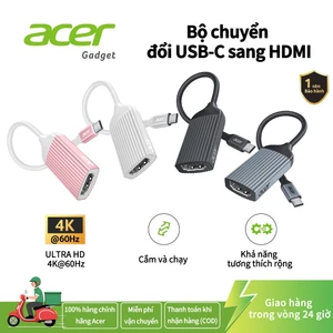 Acer Bộ chuyển đổi USB-C sang HDMI 4K @ 60Hz Tốc độ cao TypeC Thunderbolt 3 / 4 Bộ chuyển đổi Type C sang HDMI Tương thích với MacBook iP 16 15 Pro / Max iPad Pro / Air Surface Dell XPS UC102