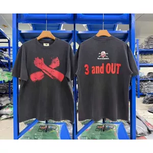 Vintage Graphic 3 And Out Blackshirts Giặt Đau Khổ Áo Thun Nam Dạo Phố Tay Ngắn