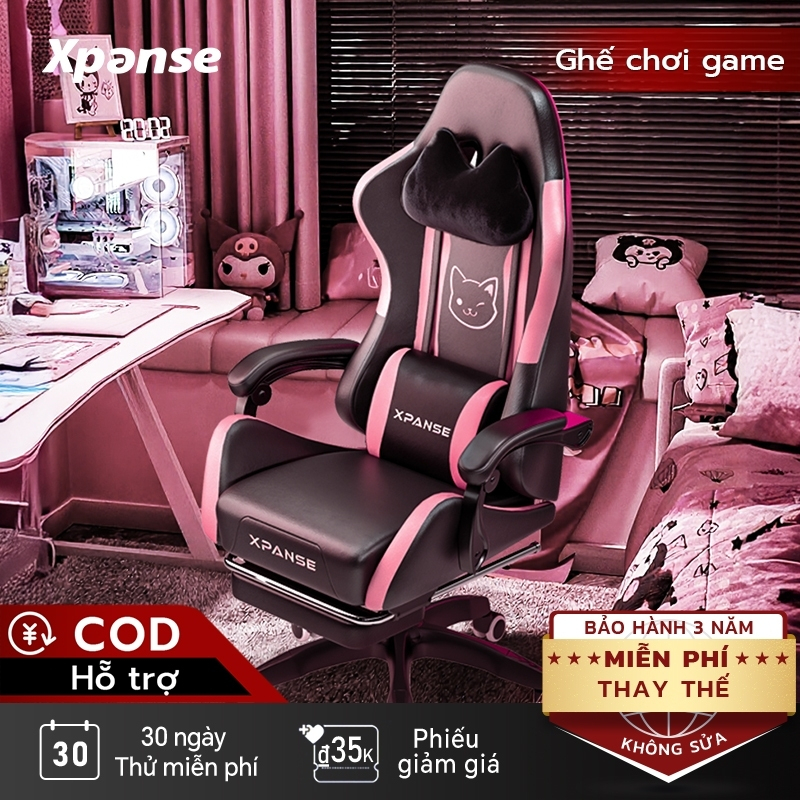 Ghế game gaming Xpanse X33-Chống bám bẩn và trầy xước,Được thiết kế riêng cho nữ giới | ghế công thái học | ghế làm việc