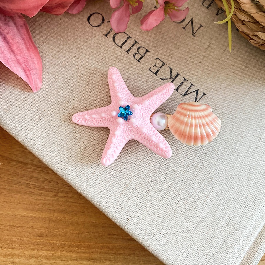 Kẹp tóc phong cách đại dương với sao biển ngọc trai và kim cương giả - Perfect cho kỳ nghỉ hè và đi học mỗi ngày