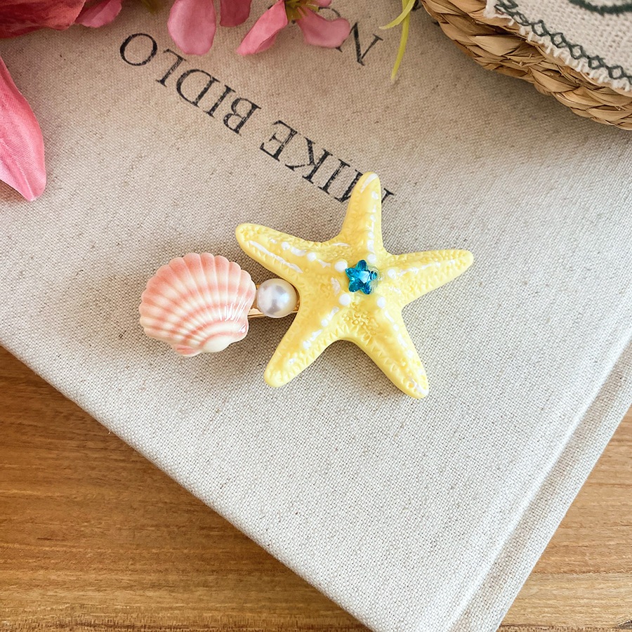 Kẹp tóc phong cách đại dương với sao biển ngọc trai và kim cương giả - Perfect cho kỳ nghỉ hè và đi học mỗi ngày