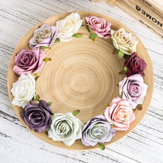 Bộ 5 đầu hoa hồng nhân tạo vintage lụa giả cho bó hoa cưới, DIY, trang trí nhà, hộp quà tặng, bánh topper, thủ công
