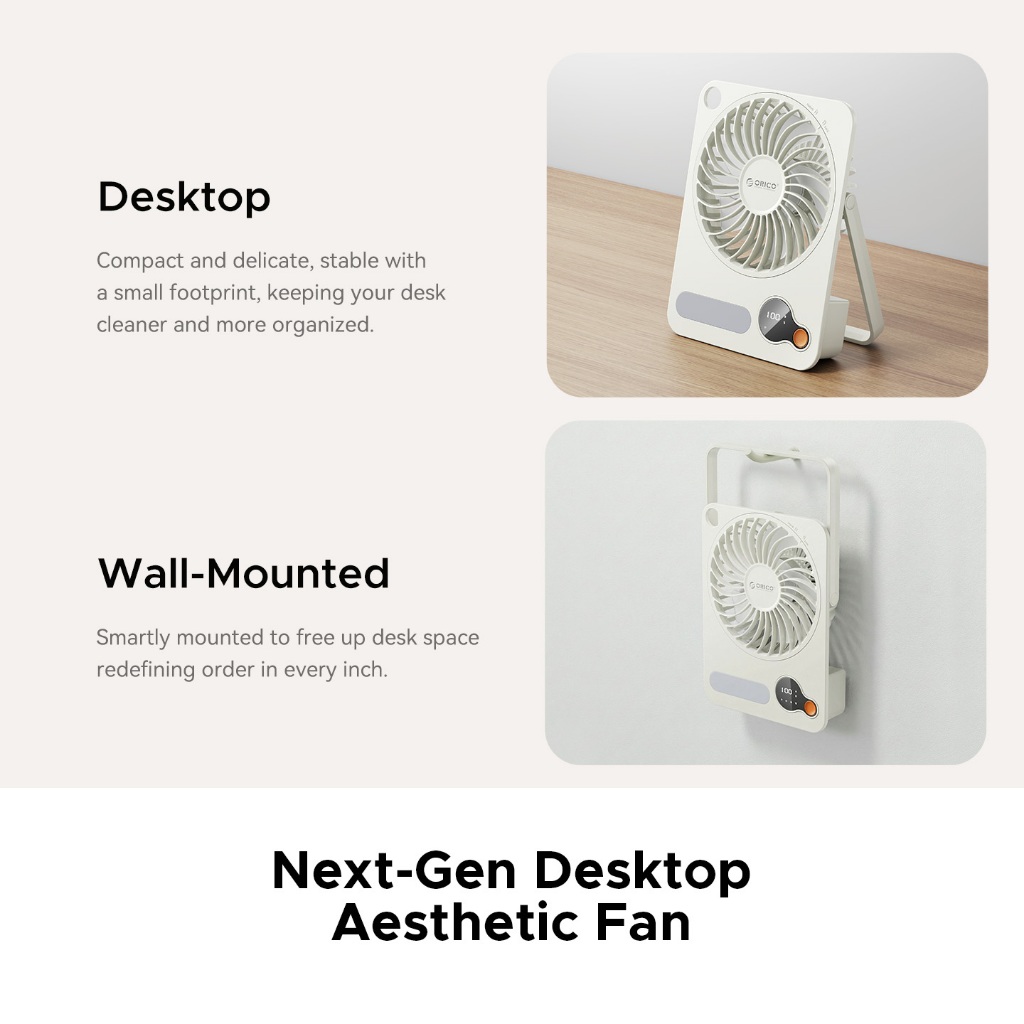 ORICO - Quạt để bàn có thể sạc lại DoFan Quạt bàn di động Mini Sạc USB Im lặng Gió mạnh Kipas Meja Boleh Cas dành cho học sinh văn phòng (dFAN)