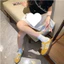 phong cách cổ điển Giày thể thao nữ xanh thoải mái đế bằng mẫu hot