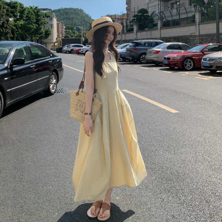 SUXI Váy không tay cổ tròn phong cách Hàn Quốc mới mùa hè 250808