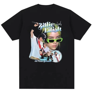 Áo Billie Eilish Y2K in họa tiết chân dung, chất liệu cotton nguyên chất