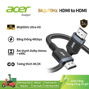 Acer Cáp 8K HDMI sang HDMI 2.01 8K / 60Hz 4K / 120Hz 48Gbps Cáp chơi game tốc độ cao 8K Ultra HD 48Gbps eARC HDR Tương thích với PS5 PS4 Xbox Switch UC0013