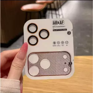 Kính bảo vệ camera iPhone 17 Pro / 17 Pro Max kiểu dán một khối với công cụ định vị, AR chống phản chiếu, AF chống vân tay, kính cường độ 9H bảo vệ toàn diện, không cấn ốp lưng, không chói, không ảnh hưởng lấy nét và chất lượng ảnh