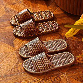 [Shop Giảm Giá] Dép Tre Rơm Mây Mùa Hè Nam Nữ Cặp Đôi Trong Nhà Thoải Mái Chống Trơn Trượt Sàn Thoáng Khí Dép Dép