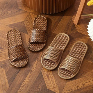 [Shop Giảm Giá] Dép Tre Rơm Mây Mùa Hè Nam Nữ Cặp Đôi Trong Nhà Thoải Mái Chống Trơn Trượt Sàn Thoáng Khí Dép Dép
