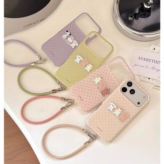 Hoạt Hình Dễ Thương 3D Ba Con Chó Con Sóng Điểm Silicon Mềm Wrsit Dây Đeo Ốp Lưng Điện Thoại Cho iPhone 17Promax 17Pro 14 15 16 Promax 13 Vỏ Nữ Chống Sốc