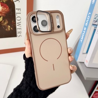Giá đỡ kính chính thức Vỏ điện thoại màu va chạm từ tính phù hợp cho iPhone 13 14 15 16 17 Pro Max Vỏ silicon mờ chống rơi